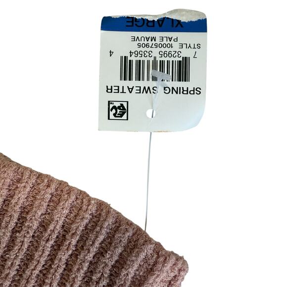 New INC Pointelle Pale Mauve Gold Sweater Women's XL Metallic V Neck Open Stitch - Picture 10 of 14